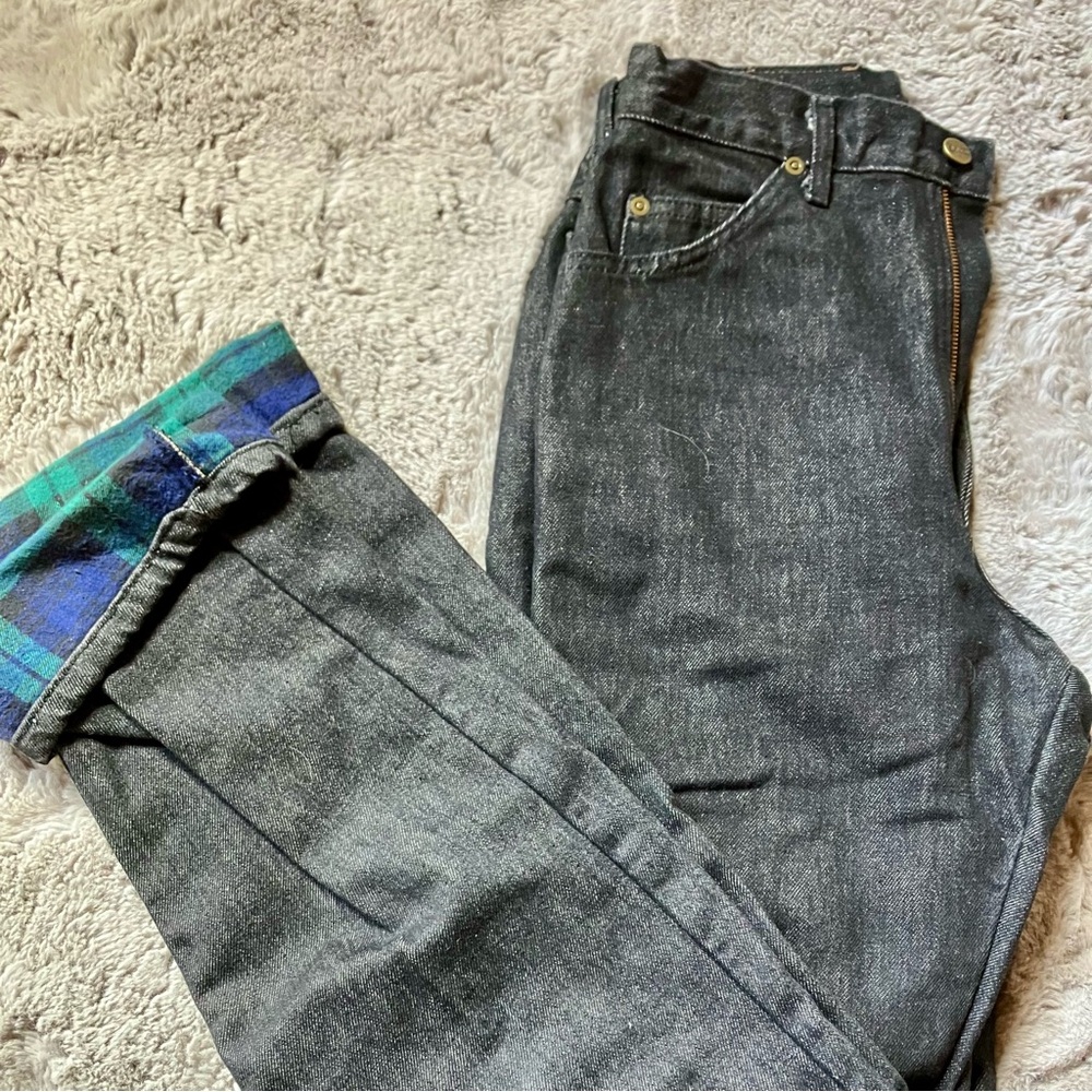 Vintage L.L. Bean flannel lined high rise mom jeans women’s size 6 unique.